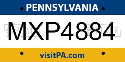MXP4884 Pennsylvania License Plate