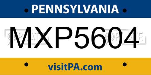 MXP5604 Pennsylvania License Plate