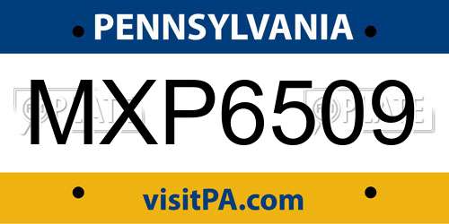 MXP6509 Pennsylvania License Plate
