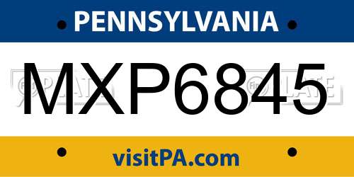 MXP6845 Pennsylvania License Plate
