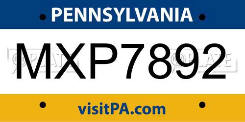 MXP7892 Pennsylvania License Plate