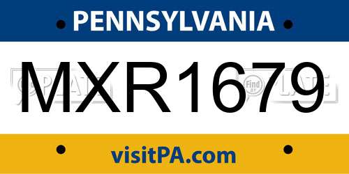 MXR1679 Pennsylvania License Plate
