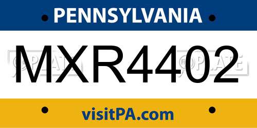 MXR4402 Pennsylvania License Plate