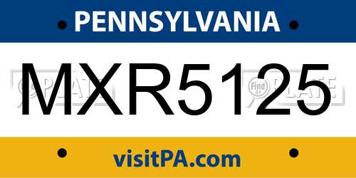 MXR5125 Pennsylvania License Plate