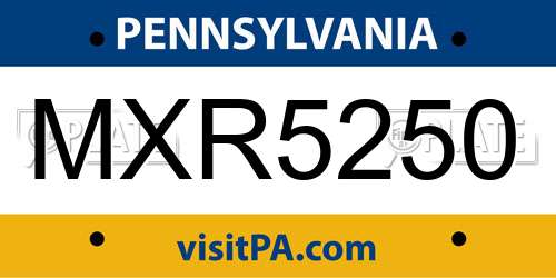 MXR5250 Pennsylvania License Plate