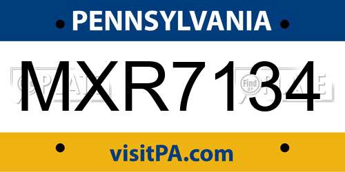 MXR7134 Pennsylvania License Plate