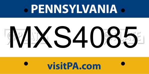 MXS4085 Pennsylvania License Plate