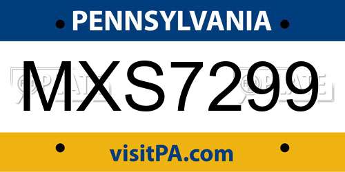 MXS7299 Pennsylvania License Plate