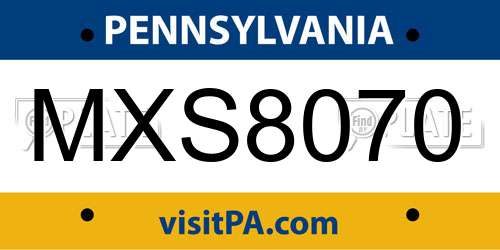 MXS8070 Pennsylvania License Plate