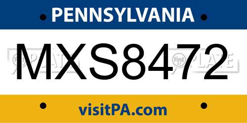 MXS8472 Pennsylvania License Plate