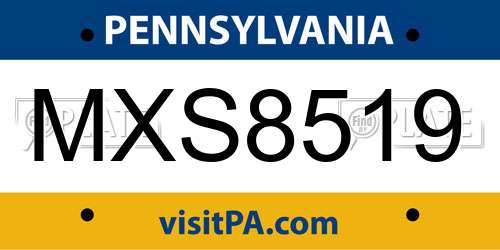 MXS8519 Pennsylvania License Plate