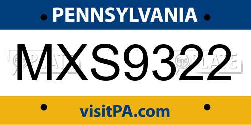 MXS9322 Pennsylvania License Plate