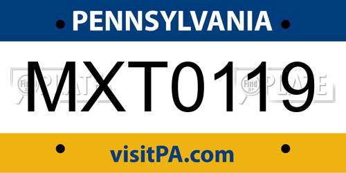 MXT0119 Pennsylvania License Plate