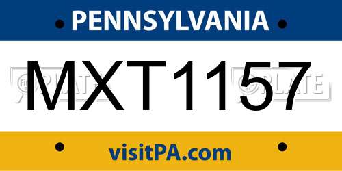 MXT1157 Pennsylvania License Plate