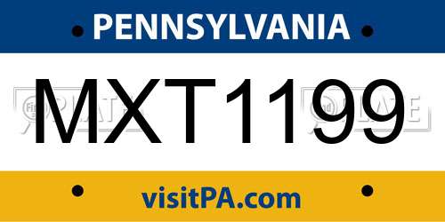 MXT1199 Pennsylvania License Plate