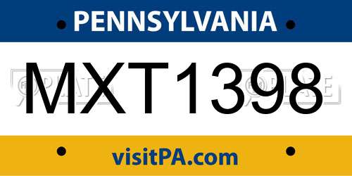 MXT1398 Pennsylvania License Plate
