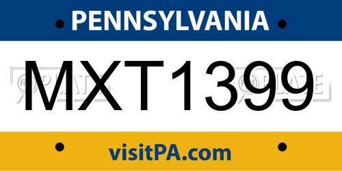 MXT1399 Pennsylvania License Plate