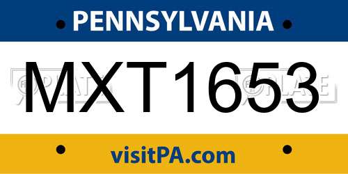 MXT1653 Pennsylvania License Plate