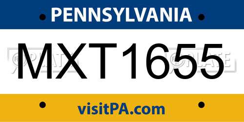 MXT1655 Pennsylvania License Plate