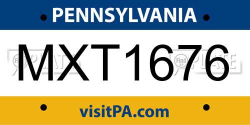 MXT1676 Pennsylvania License Plate