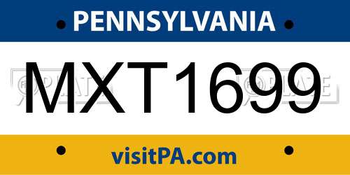 MXT1699 Pennsylvania License Plate