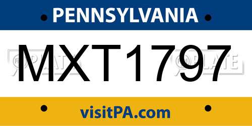 MXT1797 Pennsylvania License Plate