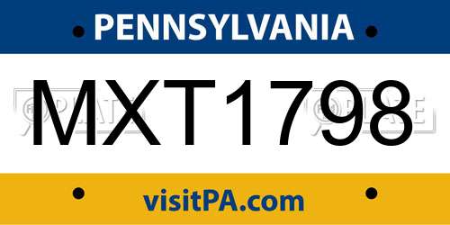 MXT1798 Pennsylvania License Plate