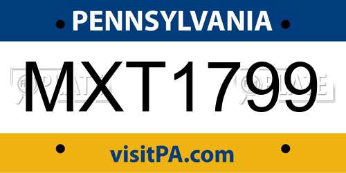 MXT1799 Pennsylvania License Plate