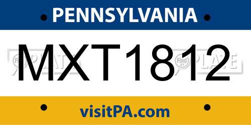 MXT1812 Pennsylvania License Plate