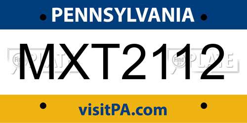 MXT2112 Pennsylvania License Plate
