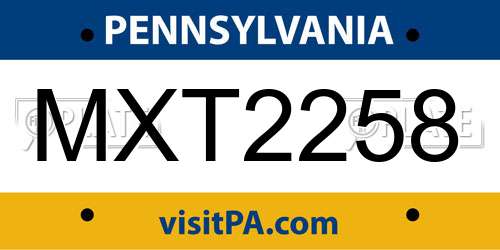 MXT2258 Pennsylvania License Plate