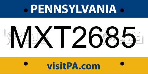 MXT2685 Pennsylvania License Plate