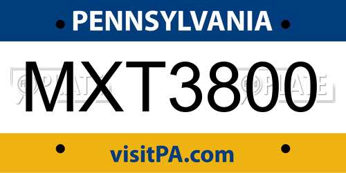 MXT3800 Pennsylvania License Plate