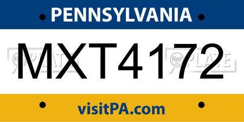 MXT4172 Pennsylvania License Plate