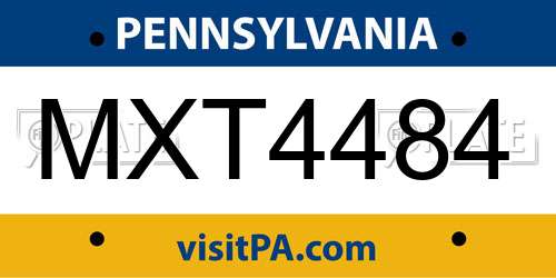MXT4484 Pennsylvania License Plate