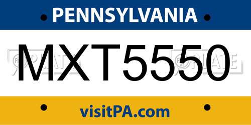 MXT5550 Pennsylvania License Plate