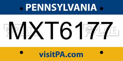 MXT6177 Pennsylvania License Plate