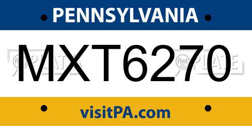 MXT6270 Pennsylvania License Plate