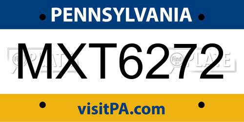 MXT6272 Pennsylvania License Plate