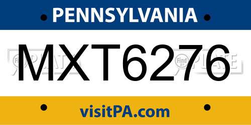 MXT6276 Pennsylvania License Plate