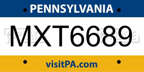 MXT6689 Pennsylvania License Plate