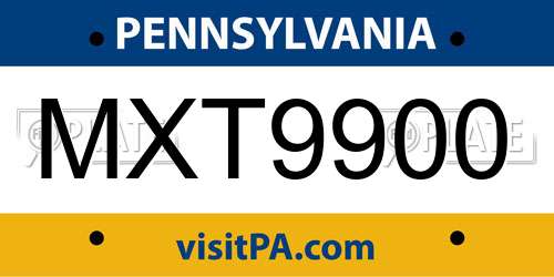 MXT9900 Pennsylvania License Plate