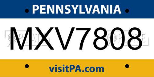 MXV7808 Pennsylvania License Plate