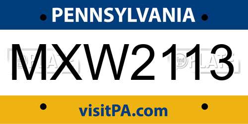 MXW2113 Pennsylvania License Plate