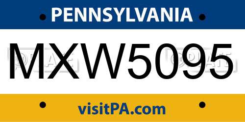 MXW5095 Pennsylvania License Plate