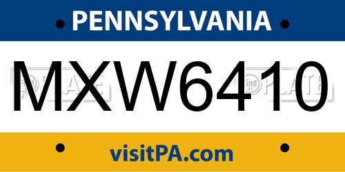 MXW6410 Pennsylvania License Plate