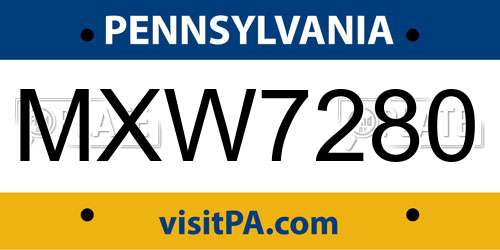 MXW7280 Pennsylvania License Plate