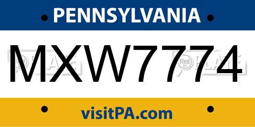 MXW7774 Pennsylvania License Plate