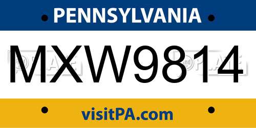 MXW9814 Pennsylvania License Plate