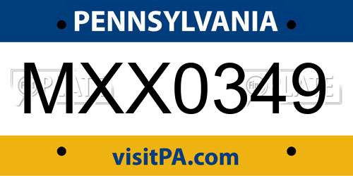 MXX0349 Pennsylvania License Plate